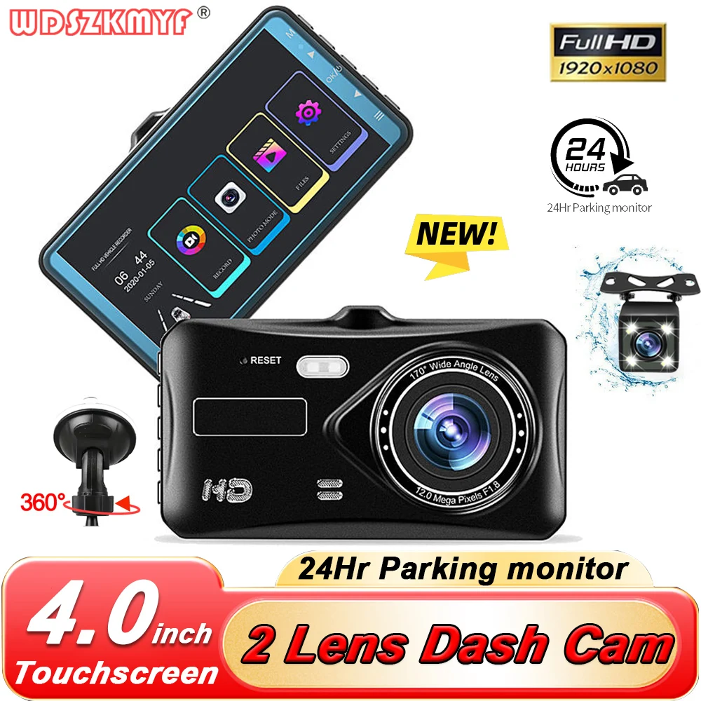 

4-inch Dash Cam 1080P HD for Cars Touch Screen Car DVR Video Recorder Rear View Camera for Vehicle Parking Monitor Black Box 24H