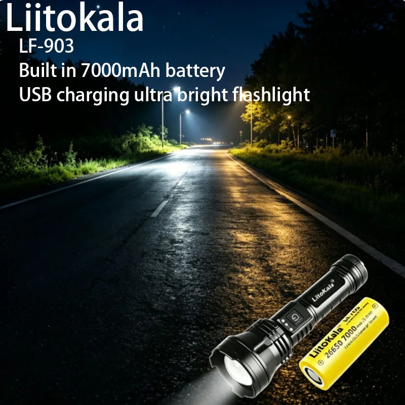 

LiitoKala LF-903 70S battery Keywords USB flashlight, portable, super bright, long distance, outdoor, home, Built-in Battery