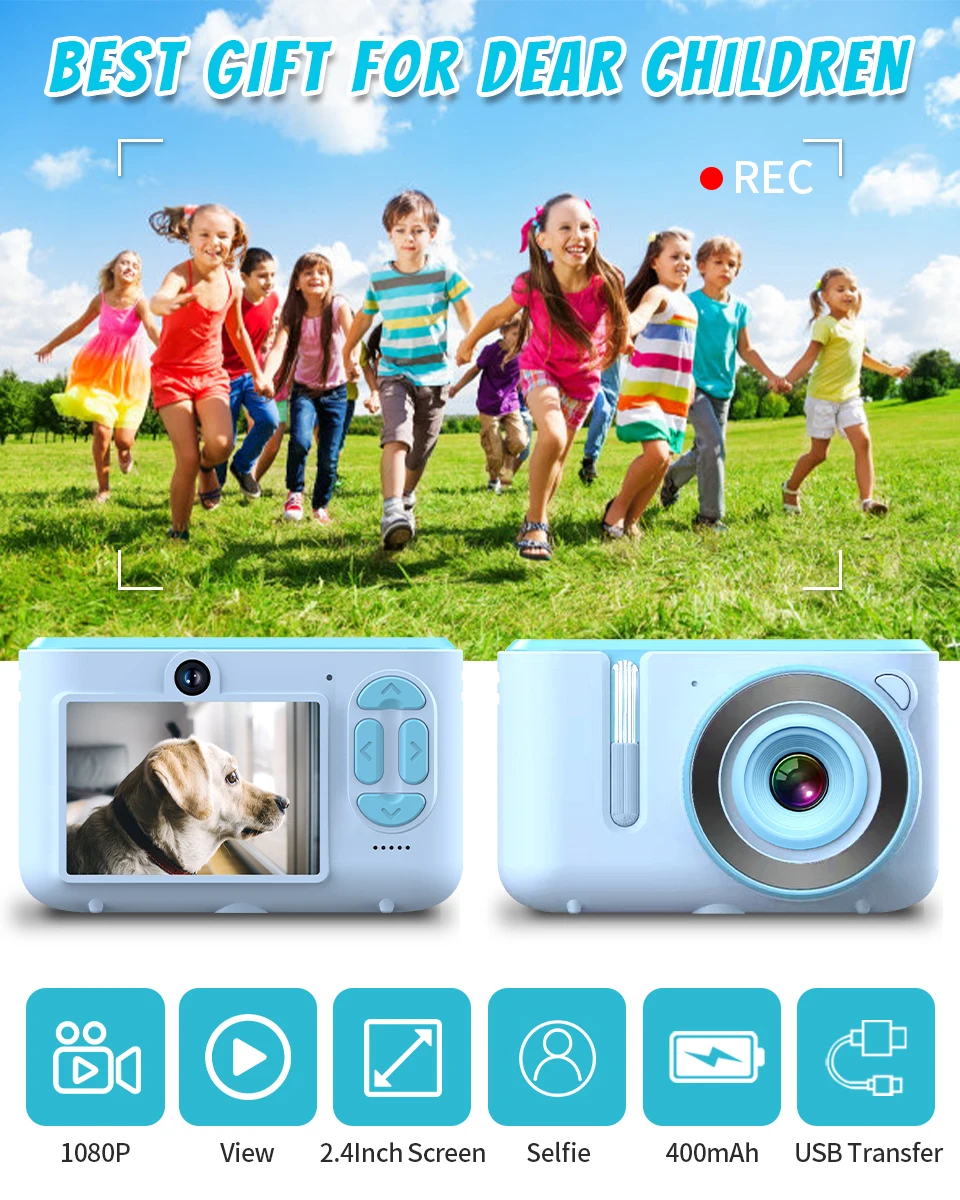Appareil photo numérique Blue Kids pour garçons et filles de 3-12 à 8 ans - Égoportrait et vidéo, carte TF 32 Go | cadeau de Noël et d'anniversaire parfait | Best Buy Canada