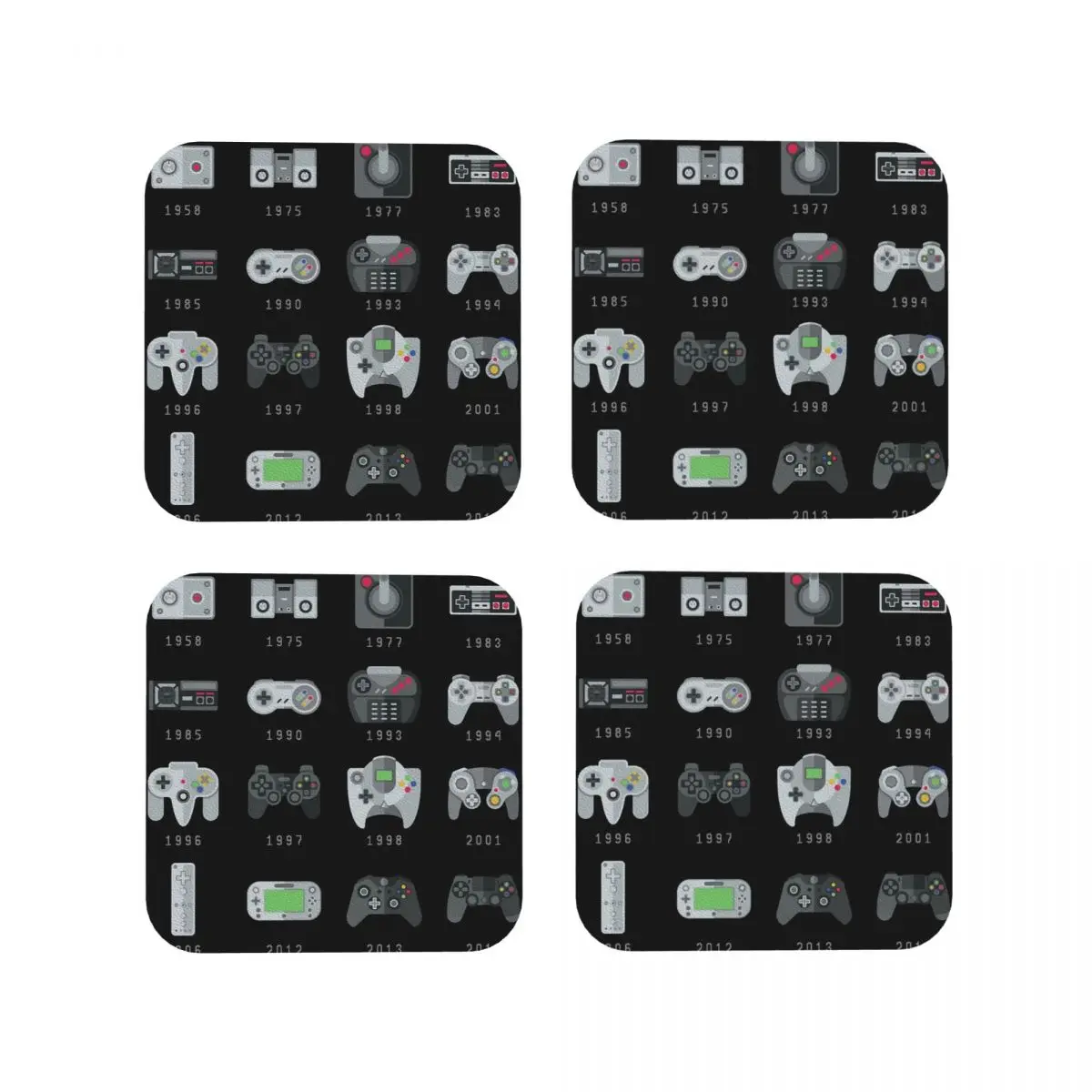 Geek Gaming Controllers Coasters Kitchen Placemats Waterproof Insulation Cup Coffee Mats For Decor Home Tableware Pads Set of 4