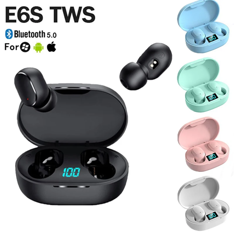 Новая беспроводная гарнитура E6S 9D Stero, водонепроницаемость IPX4, Bluetooth 5,0, без задержки, аурикулярный TWS микрофон с зарядным устройством