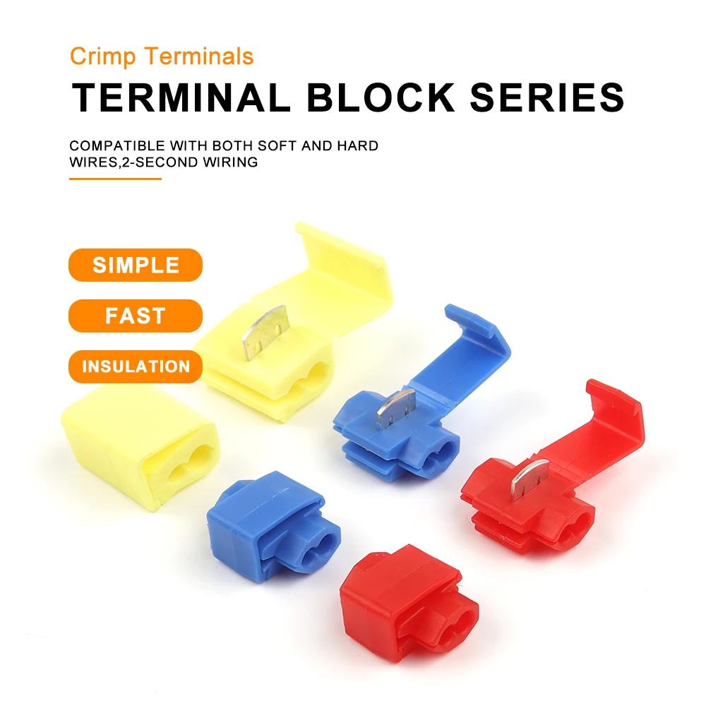 25 قطعة محطات الأسلاك لصق سريع سريع موصلات الكابلات الكهربائية دون كسر خط سكوتش قفل تجعيد محطة AWG 22-18 #2