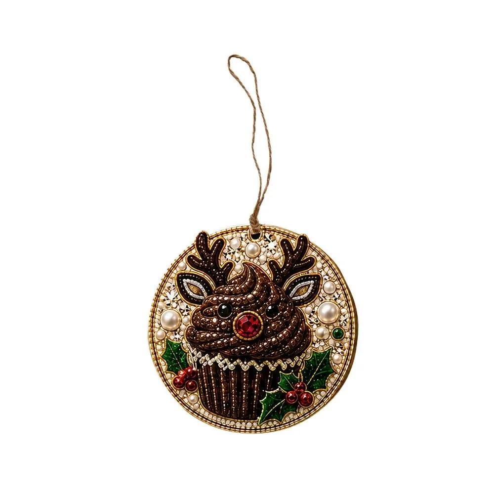 2D Flat Diamond Painting Kit Multi-Style Vintage Style DIY Christmas Ornament Hand-made Craft Entry-level Christmas Tree Pendant