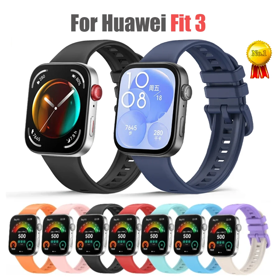 Official Silicone Strap For Huawei Watch Fit 3 Colorful Buckle Bracelet wristband Belt For Huawei Watch Fit 3 Correa Accessories