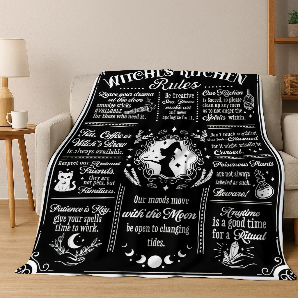 Ouija Tarot Gothic Witchcraft Board Flannel Blanket Soft Warm Blanket for Bedroom Living Room Bed Travel Camping Picnic Gift