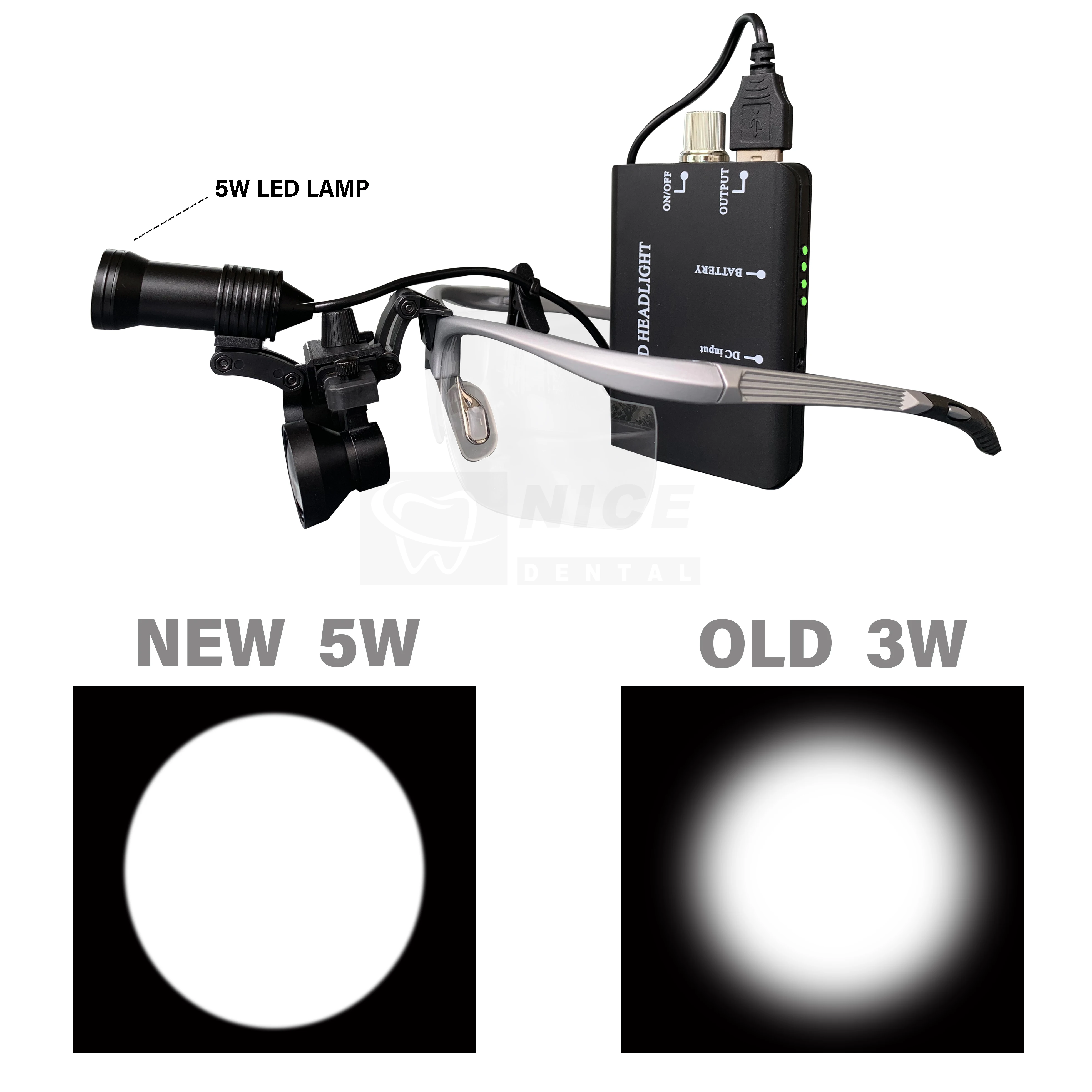 New 5W Dental Loupes Magnifier Lab Medical Magnification Binocular 2.5/3.5x420 Headlight Headlamp Cloth Case