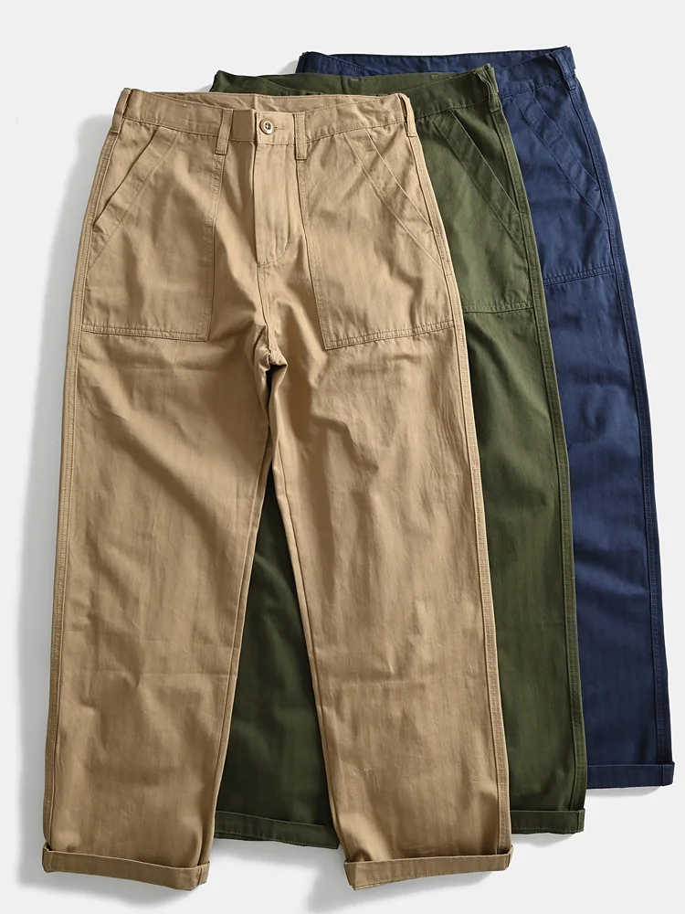 

Мужские рабочие брюки из чистого хлопка цвета хаки, прямого кроя, повседневные, в американском стиле, свободные, для работы и отдыха