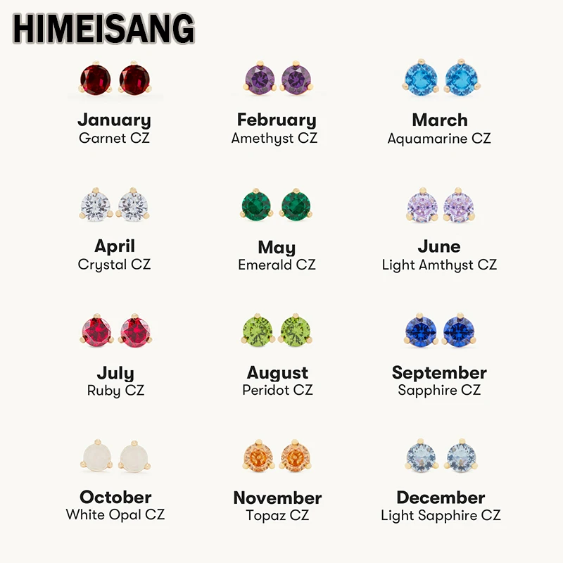 

HIMEISANG Gold Silver Filled CZ Stud Earrings For Womens Round Colorful Zircon Piercing Earrings Party Wedding Jewelry Wholesale