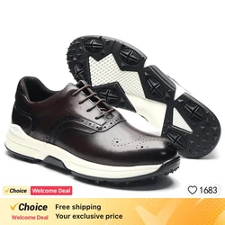 Outdoor Hiking Grass Snow Non-slip Sole Golf Shoes Top Grade Luxury Genuine Leather Man Autumn Winter Sneakers EU Size 38 to 46