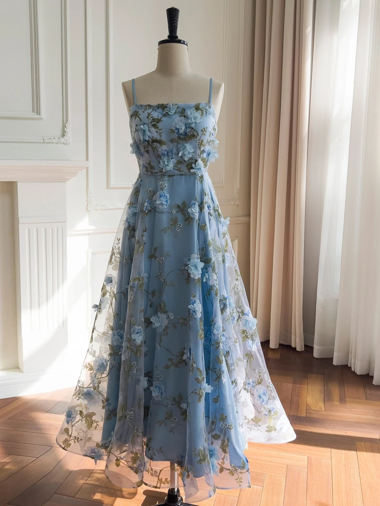 Haut de gamme luxe Strapl Dr avec décoration florale 3D Morning Run Fairy Vaion jupe fibre de polyester tricoté Princ S...