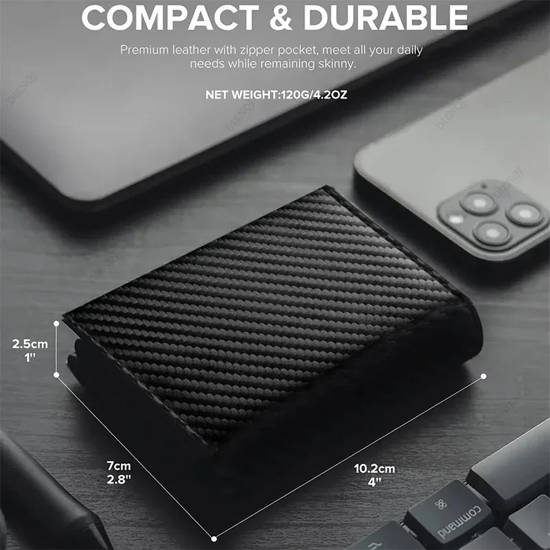 Luxusmarke RFID-Kreditkartenhalter Damen-Geldbörse Luxus-Designer Bankkarten-Etui Schlanker Dünner RFID-Kartenhalter aus Kohlefaser-Leder für Herren – Detail 4