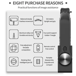 Smartphone tragbarer Cardan Stabilisator, 1-Achse mit Selfie-Stick, Stativunterstützung, drahtloser Bluetooth-Steuerung, iPhone, Android 8 Hauptverkaufshandstabilisator - №4