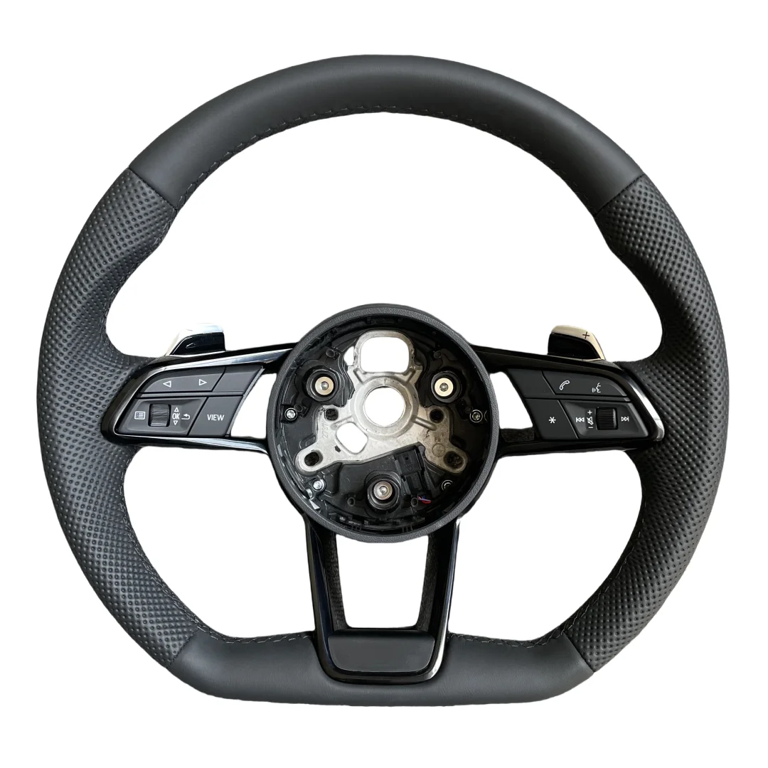 

For Custom Audi TT A3 A4 B6 B8-B9.5 RS Series Leather Sports Steering Wheel 3 Spoke 40mm Grip