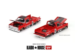 KAIDO HOUSE Mini GT 1/64 KHMG066  Open version Silverado No 11 pickup truck  red  Die-cast alloy car model collection gifts