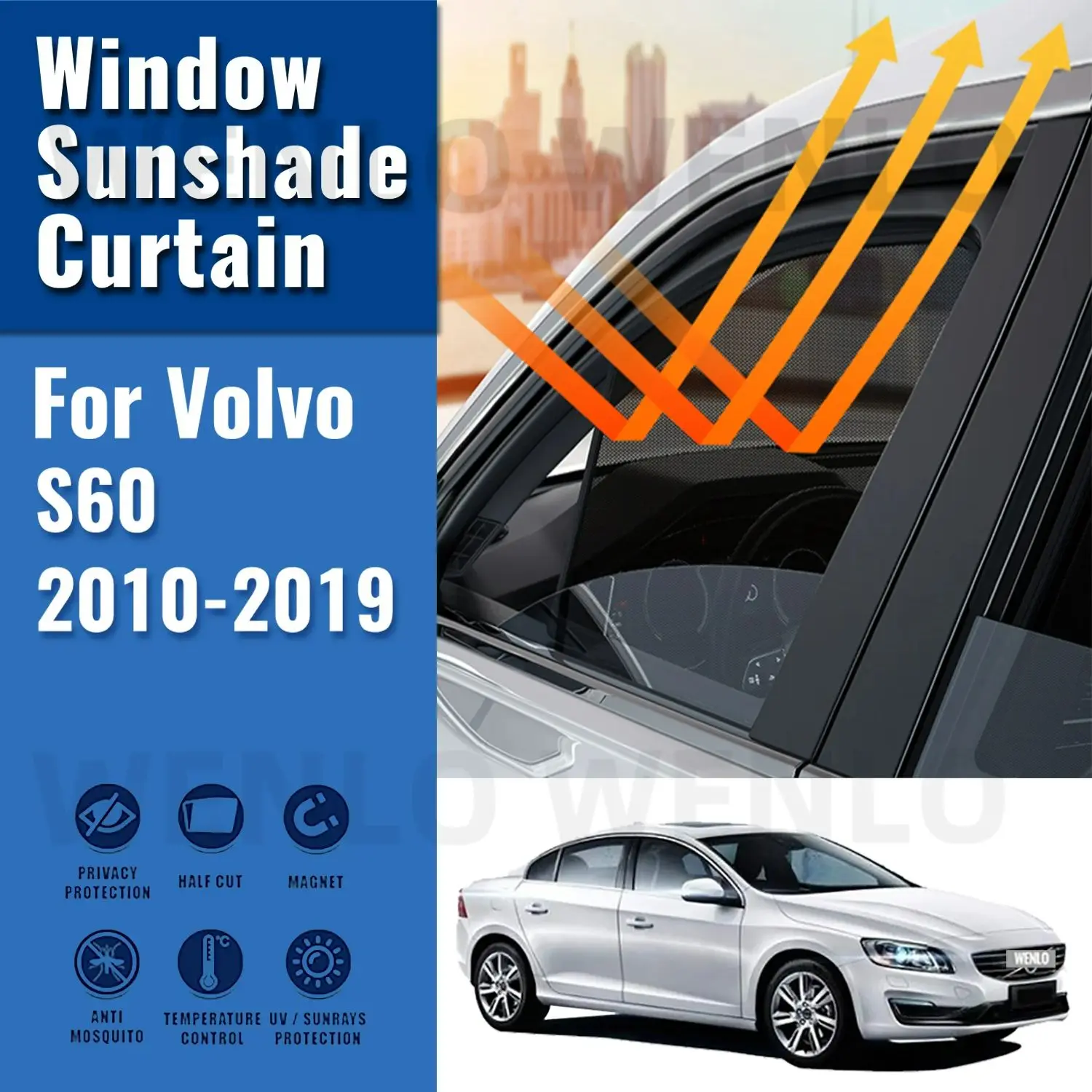 

For Volvo S60 2010-2019 S 60 Magnetic Car Sunshade Visor Front Windshield Frame Curtain Baby Rear Side Window Sun Shade Shield