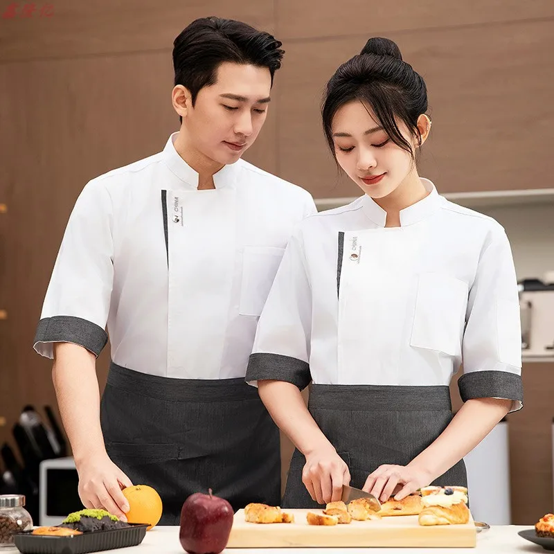 Chaqueta de Chef de manga tres cuartos de malla fina y transpirable de verano para Catering, Hotel, restaurante, cantina, pastelería, uniforme de trabajo de Chef