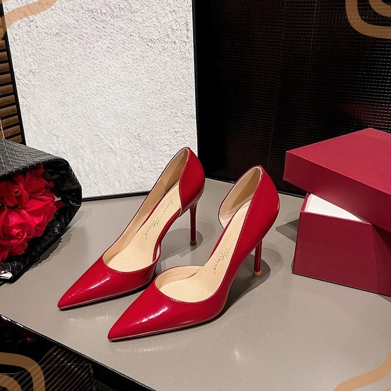 Sexy Women's Shoes Exquisite Patent Leather Pointed Toe High Heels for Woman Elegant Wedding Shoes Designer Shoes Zapatos Mujer
