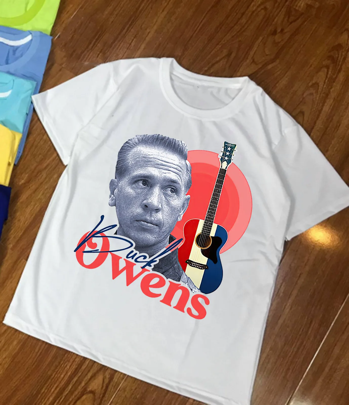 Buck Owens para homens Singned T-Shirt, Branco, S, M, L, 234XL