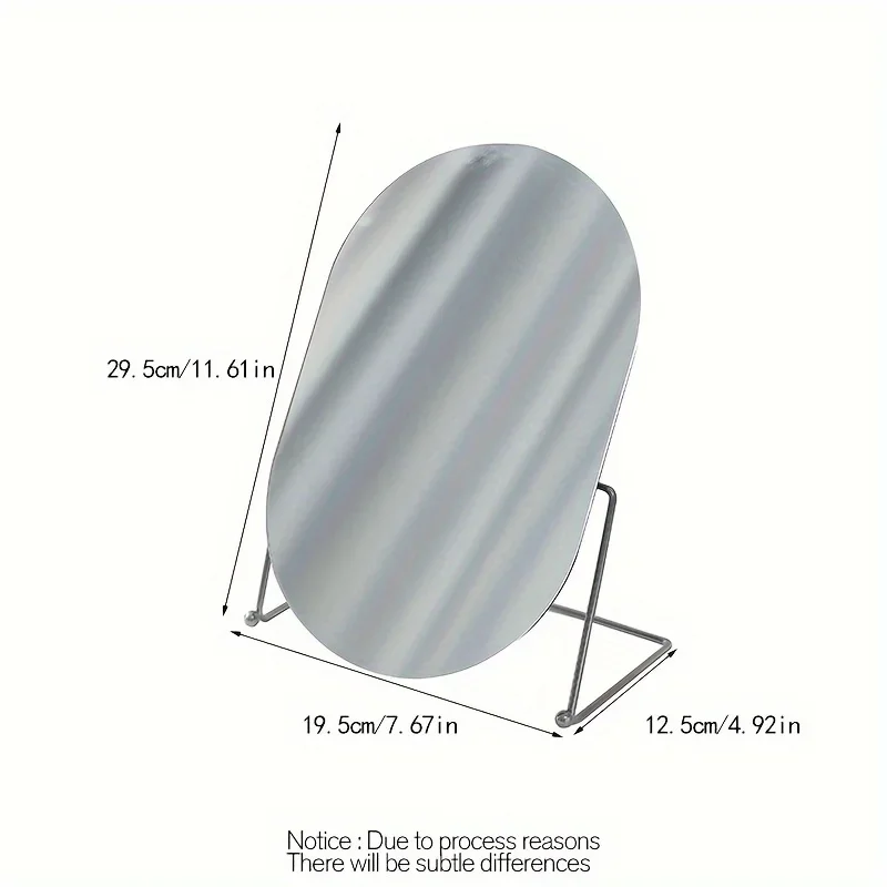Oval Tabletop Vanity Mirror, 1pc Nordic Style Iron Art Makeup Mirror, Portable Desk Counter Top Mirror for Office, Bathroom Shav