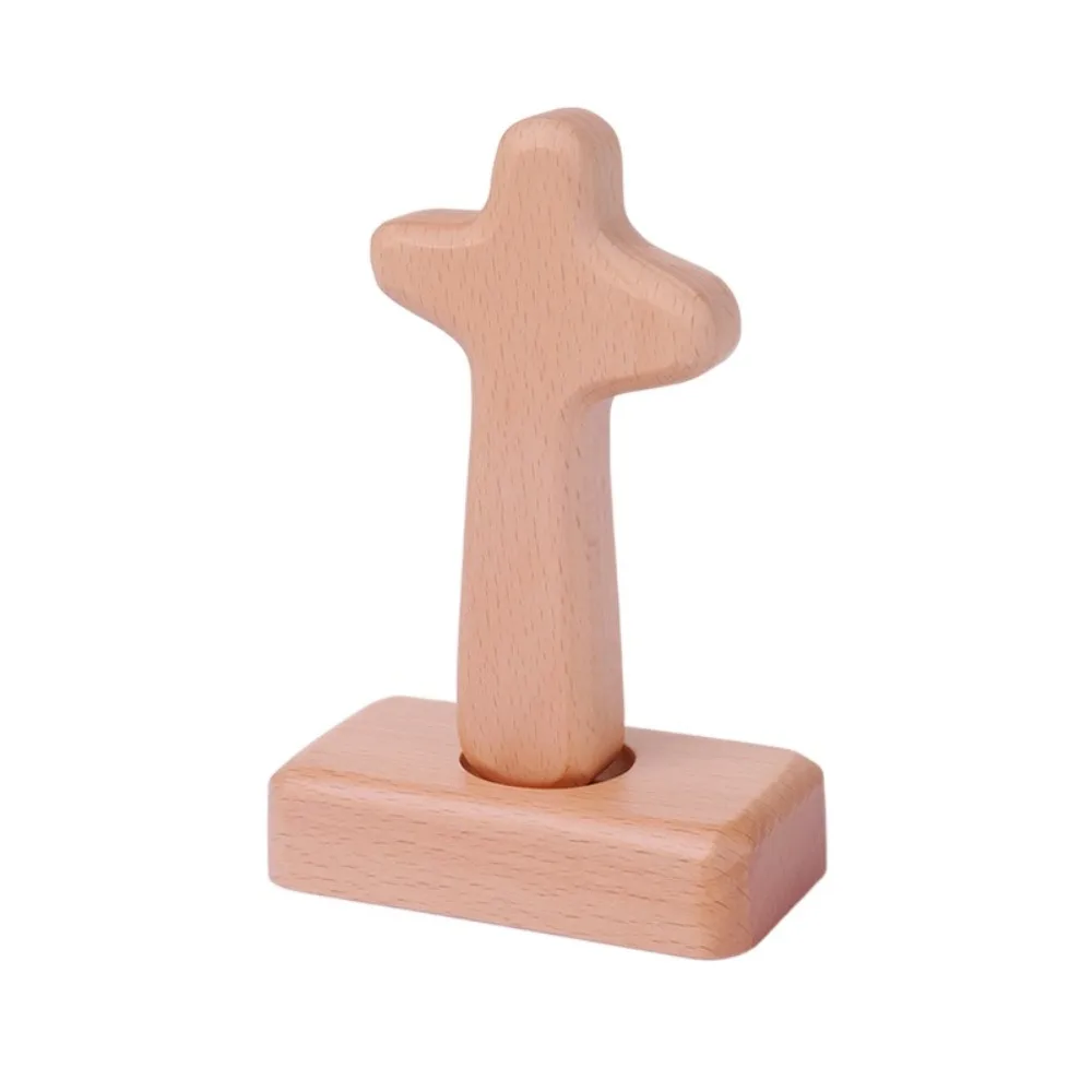 

Portable Vintage Wooden Crosses Detachable with Base Religious Crosses Ornament Standing Crucifix Sculpture Christian