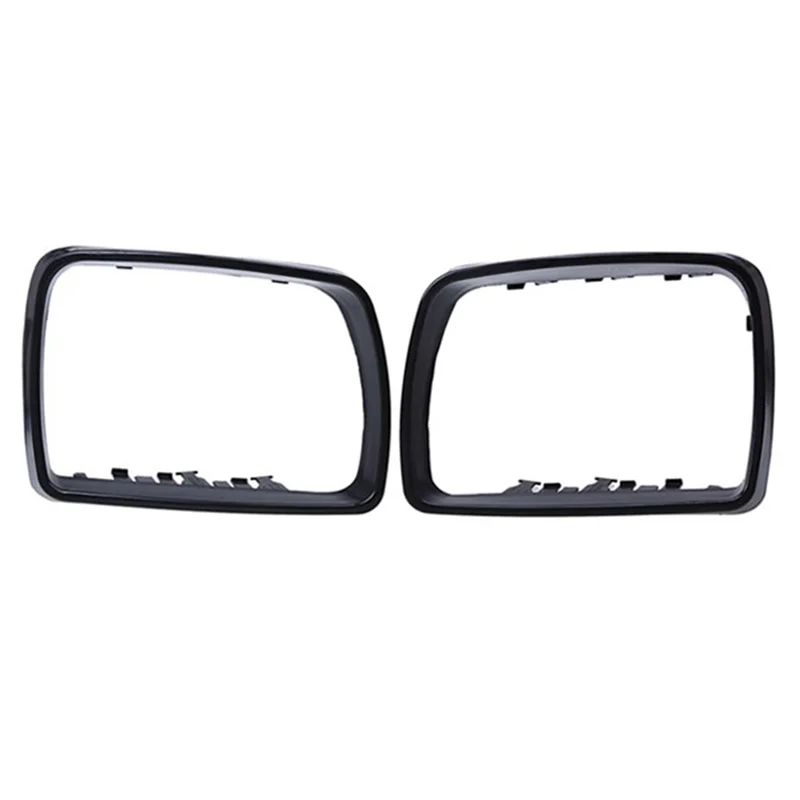 1Pair Car Black Rearview Mirror Cover Shell Side Mirror Frame Replacement for-BMW E53 X5 2000-2006