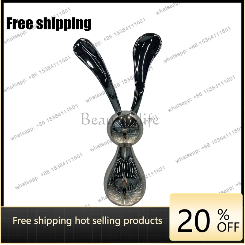 

Stainless steel metal indoor Rabbit decoration Living room corridor hotel shop indoor sculpture artwork decoration