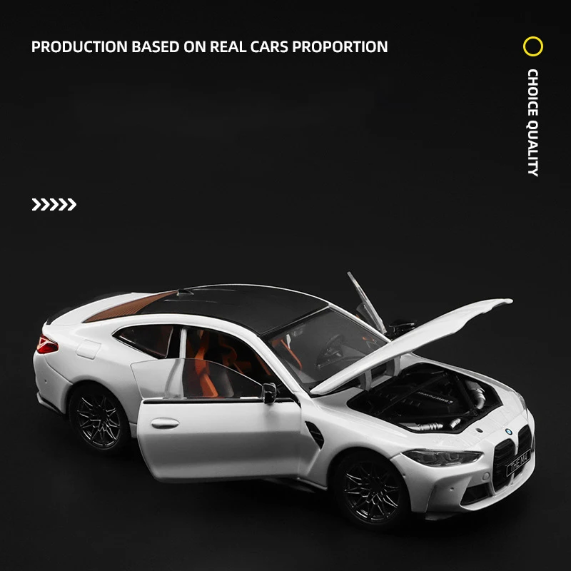 بي ام دبليو M4 G82 نموذج سيارة لعبة ، 1:23 ، BMW M4 ، G82 ، ديكاستس الصب والصوت والضوء ، سبيكة ، مركبة