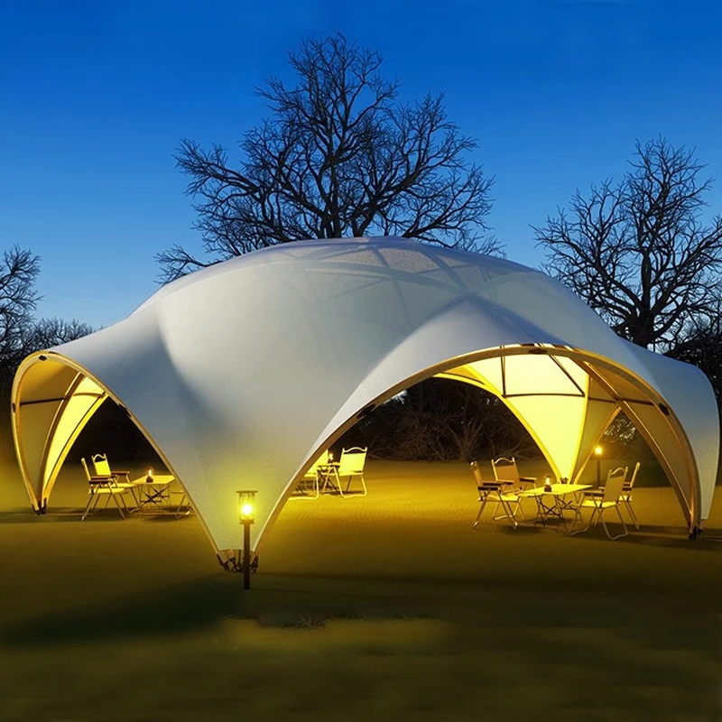 معرض الخيمة، معرض المظلة واسع النطاق، بناء المظلة في الهواء الطلق، حفلة التخييم، بناء الفريق