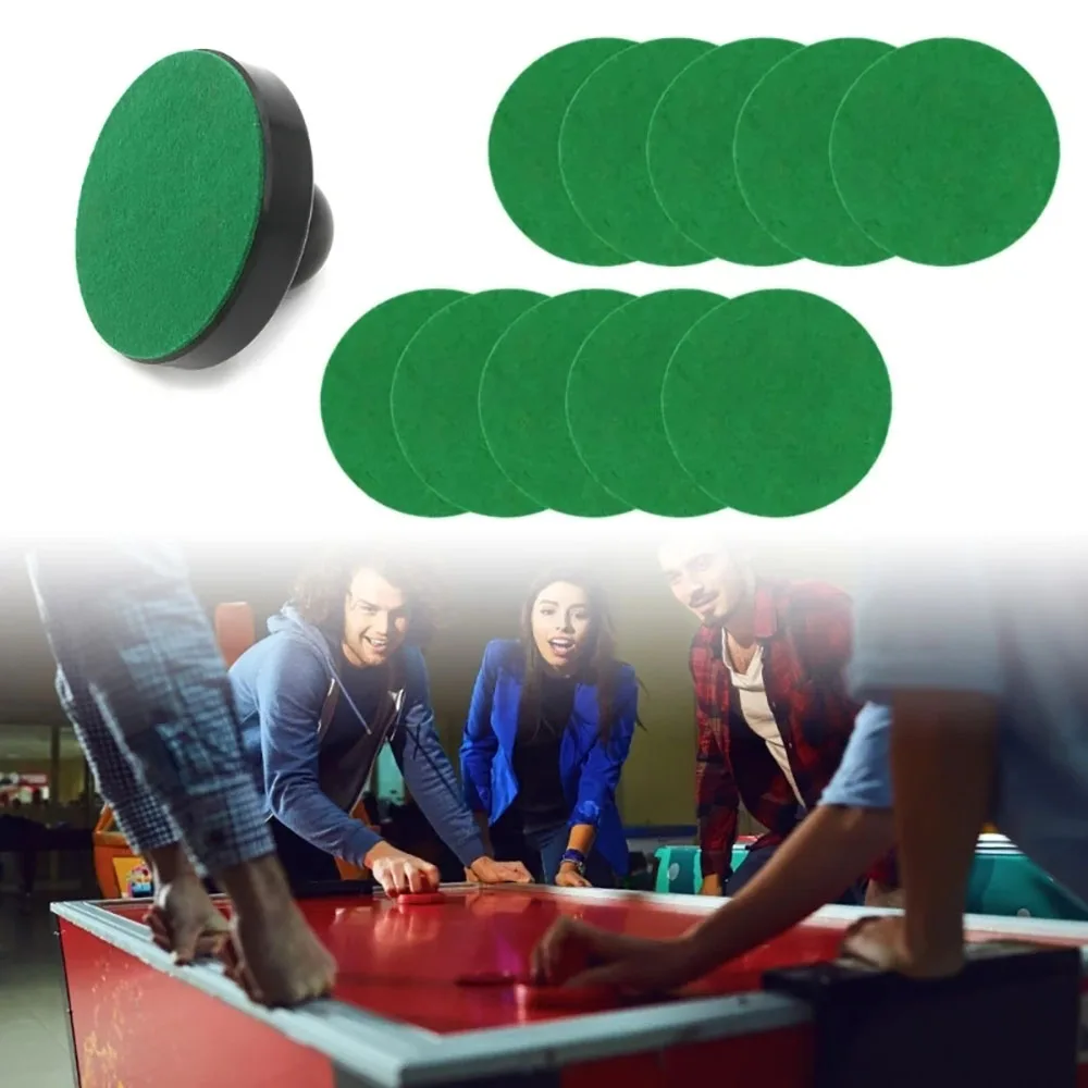 Air Hockey Pusher Felt Pads Replacement Set 60/74/94mm Self-Adhesive Green Felt Stickers for Table Hockey Paddles Accessories