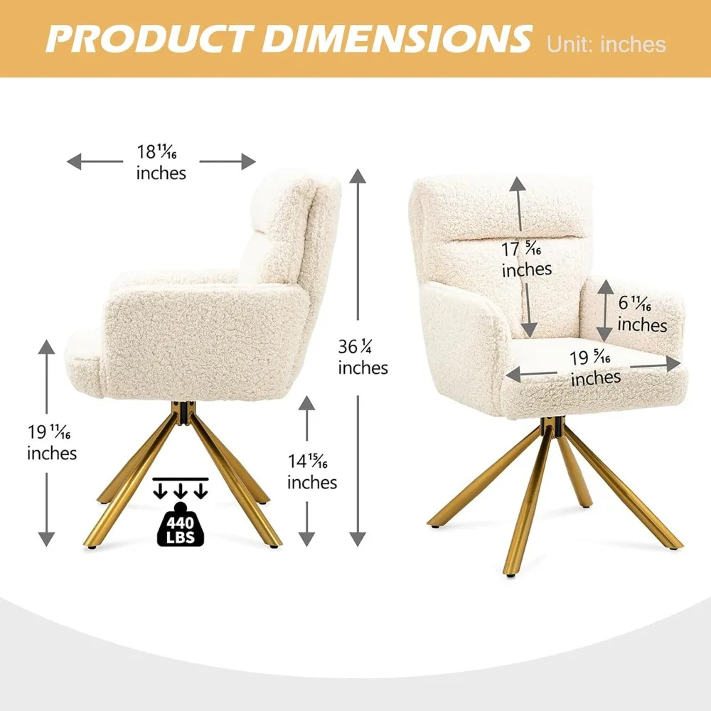 Teddy Upholstered, Boucle, Gold Metal Vanity Chair With Back, Criss Cross Legs