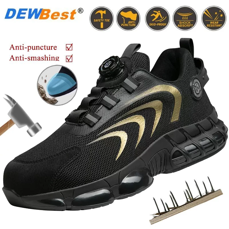 European standard new men's shoes, anti-impact and anti-puncture, lightweight and safe work shoes, factory