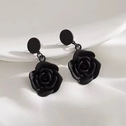 luxury brand New stud earrings flower earring retro black rose hanging Earrings trendy woman jewelry 2024 jewelry accessories