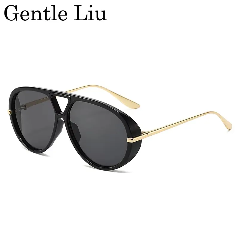 

Oversized Round Pilot Sunglasses Women Big Frame 2025 Fashion Vintage Oval Punk Eyewear Double Beam Sun Glasses For Ladies UV400