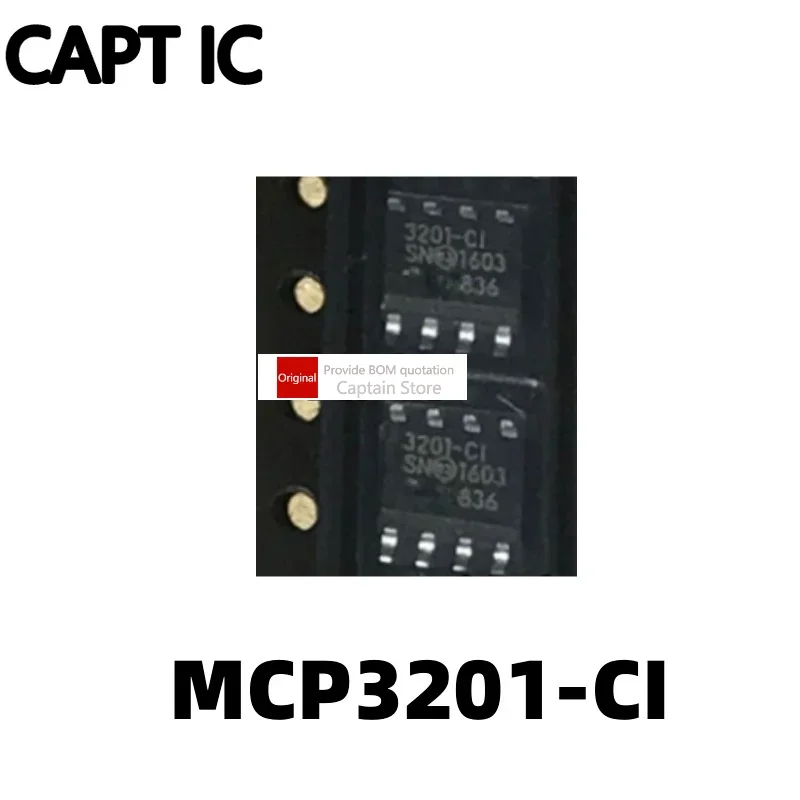 5PCS MCP3201-CI MCP3201-CI/SN Digital-to-Analog Converter Chip SOP-8 Package 3201-CI