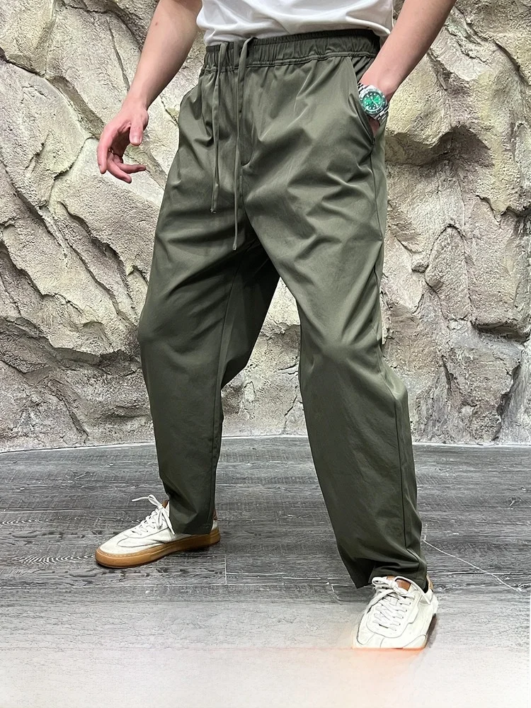 

Waed Cotton Gauze Casual Pants Lightweight Breathable Loose Fit Spring Summer Straight Leg Zipper mid Waist Long Trousers