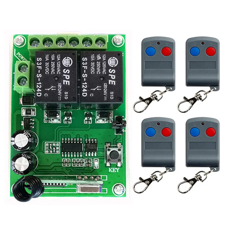 DC24V 2CH 2CH RF Fernbedienung Schalter System Sender + Empfänger 2ch relais smart home z-welle/lampe/fenster/Garage Türen