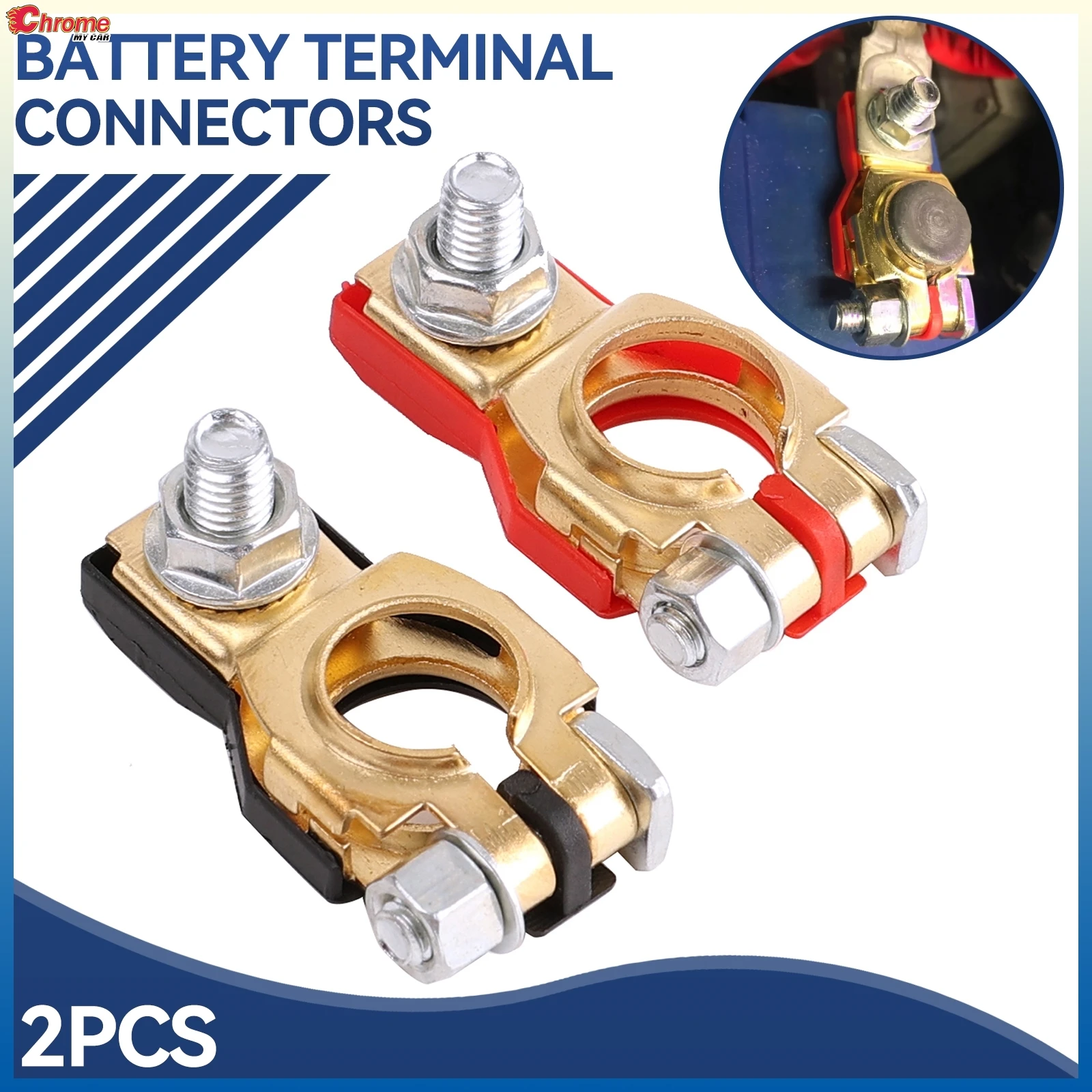 Auto Car Battery Terminal Connector Battery Clip 1 Pair 2Pcs Quick Release Battery Terminals Clamps Clips Copper For Car Caravan