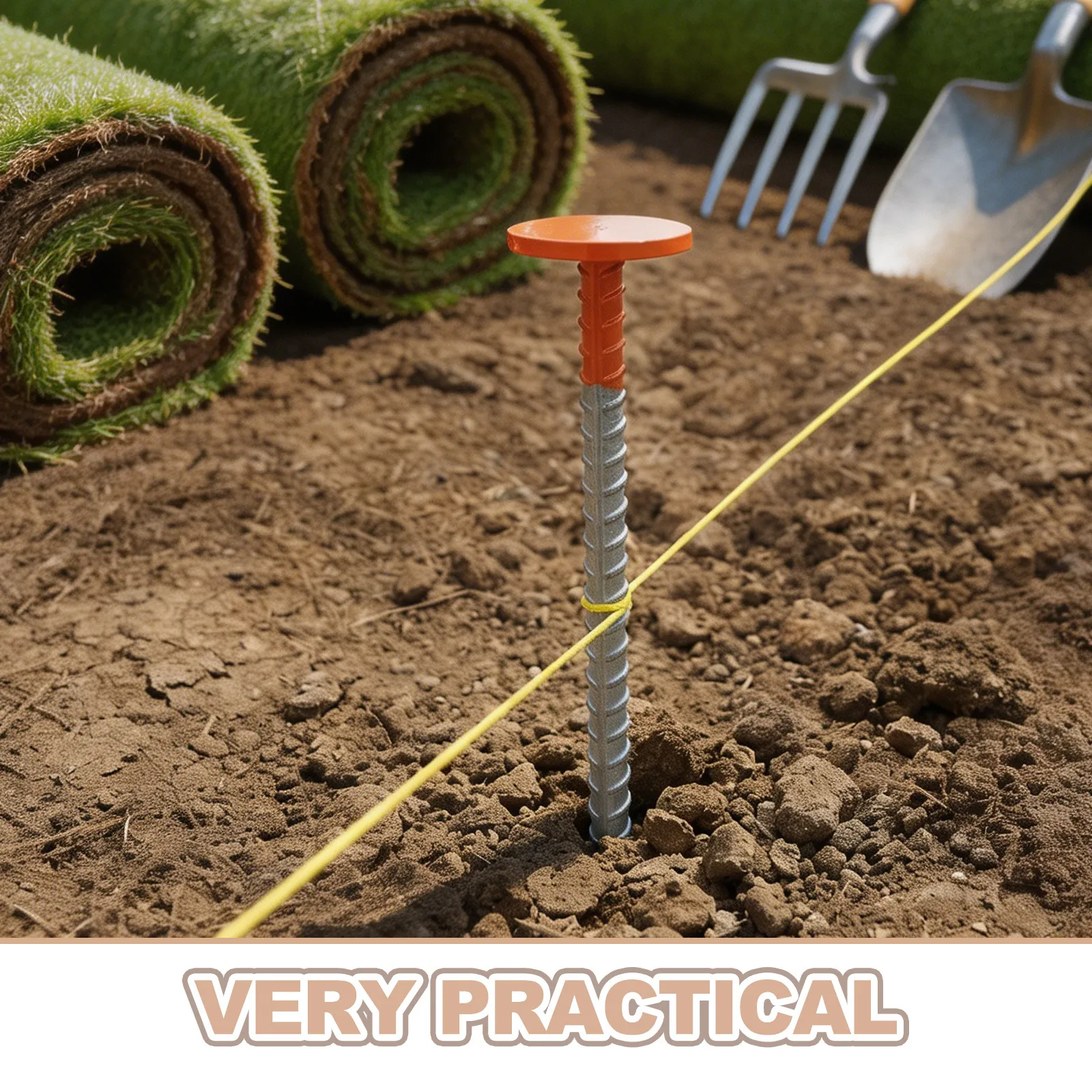 Property Line Markers Stakes Metal Construction Line String Stakes Yard Perimeter Outdoor Boundary Survey Markers for Garden