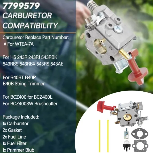 For WTEA7A Replacement Carburetor Fits a Range of Lawn Mowers Including For HS Series Built to WitFor HStand Harsh Conditions
