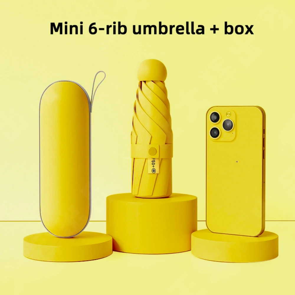 1 Stück Anti-UV-Mini-Regenschirm für sonnige und regnerische Tage, tragbar mit UV-Beschichtung und 6 verstärkten Rippen