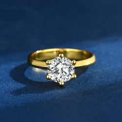 Solitaire 1ct Created Diamond Ring 14K Gold Party Wedding Band Rings for Women Bridal Engagement Jewelry