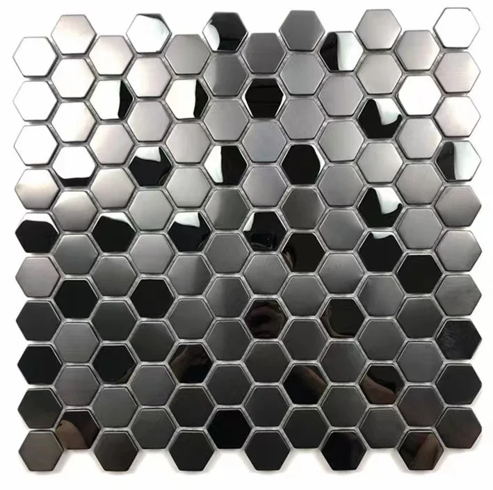 

Black Hexagonal Stainless steel metal brick tile for kitchen backsplash