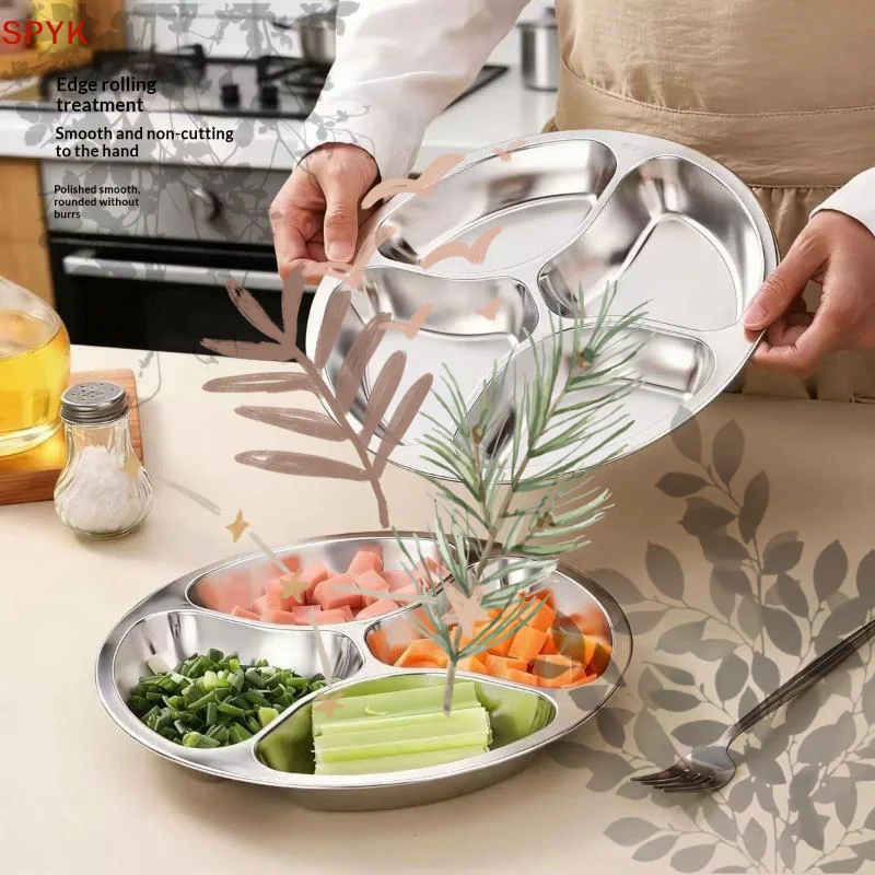 Stainless Steel Multi-grid Plate Divider Plate Household: 1PC Multi-functional Fruit Hot Pot Onion Ginger