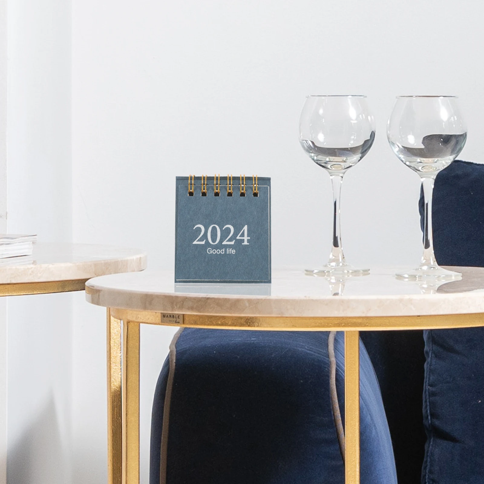 2 個ミニ卓上カレンダー 2024 厚紙マンスリープランナー小型デスクトップスパイラルテーブルカレンダー小型卓上カレンダー