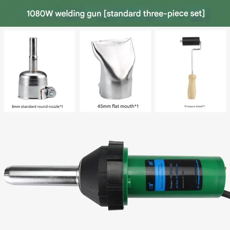 Set di pistole per saldatura in plastica da 1080 W Kit di saldatori per pistola termica per torcia ad aria calda per pavimenti in vinile PVC PP PE Serbatoio dell'acqua Geomembrana PT1080A