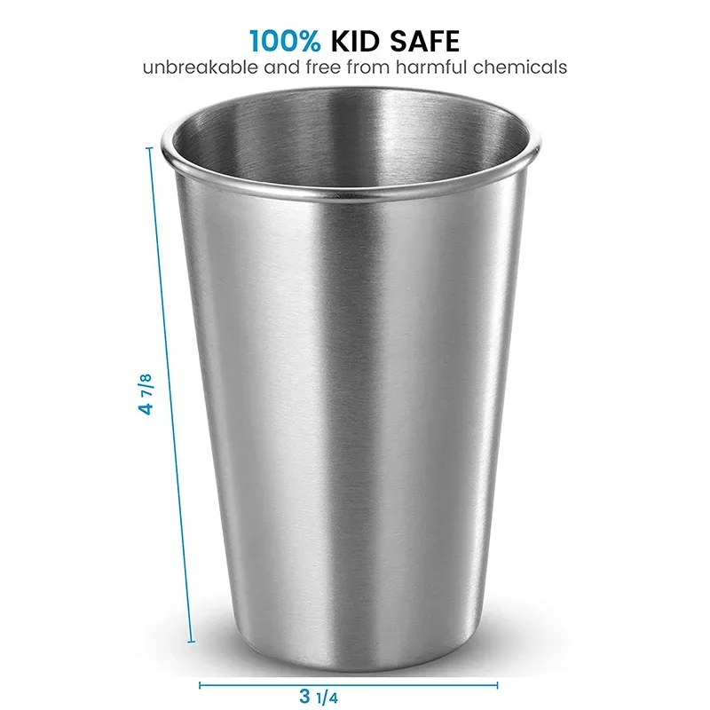 5Pcs Stainless Steel Pint Cups, 17Oz Stackable Tumblers, Metal Beer Mugs for Outdoors Travel - Drinkware