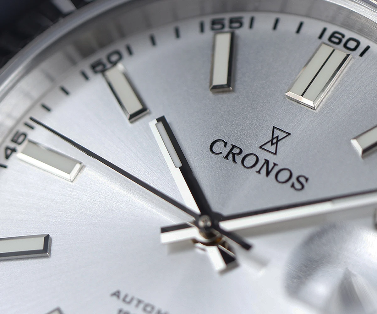 크로노스 데이트J 럭셔리 남성 시계 스테인리스 스틸 5 링크 팔찌 PT5000 미요트 9015 100m 방수 사파이어