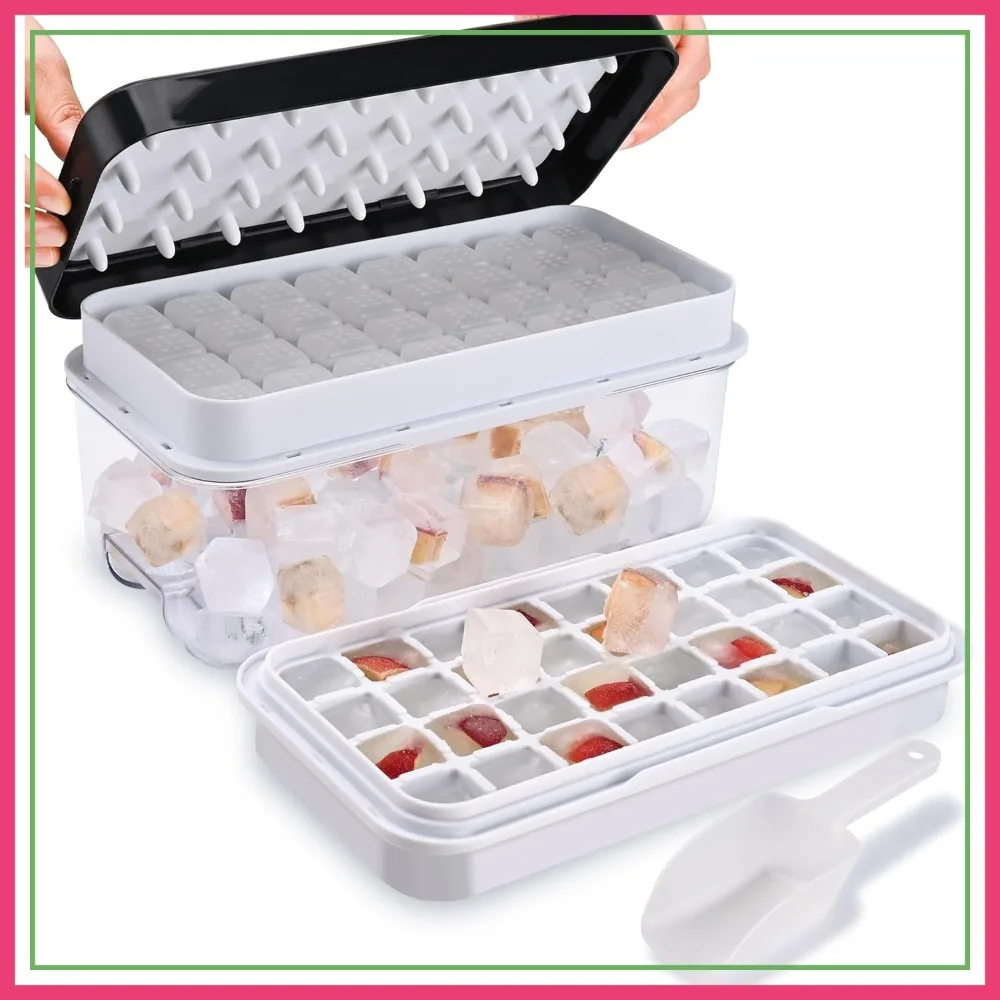 Stackable Ice Cube Trays with Lid & Bin – Quick-Release, BPA-Free, Perfect for Whiskey & Cocktails
