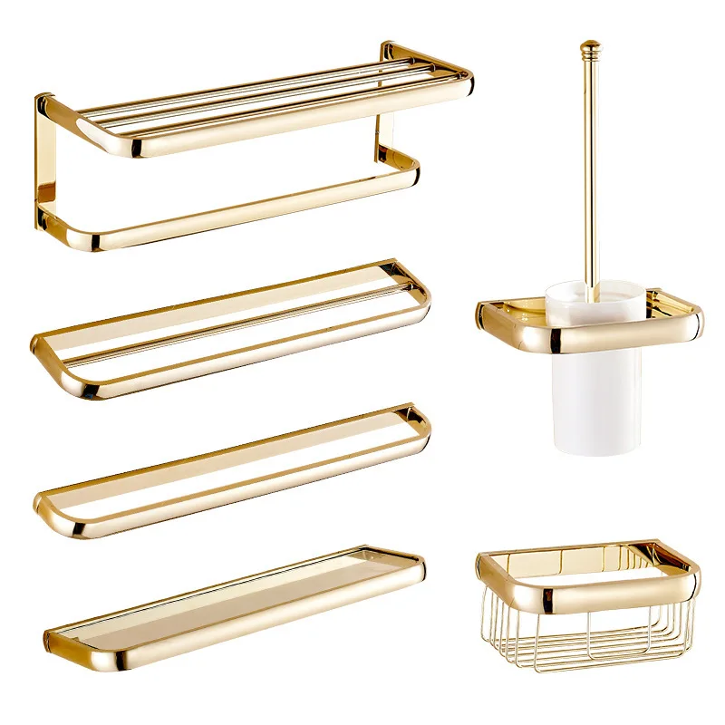 Accessori per il bagno in oro Set di accessori per il bagno in ottone portasciugamani da bagno