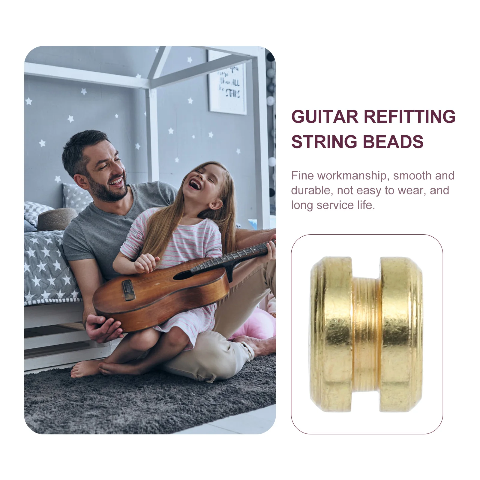 

10 Pcs Guitar Strings Acoustic Replacement Parts Beads and Accessories Cake Golden